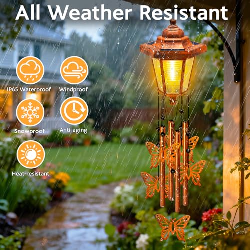 Large Solar Butterfly Wind Chimes