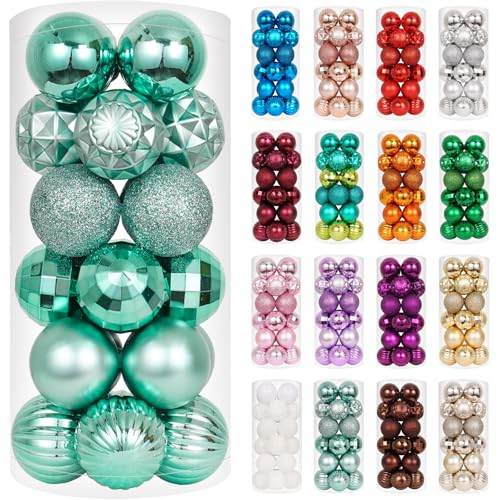 24ct Mint Green Christmas Ball Ornaments for Tree Decorations (24 Count)