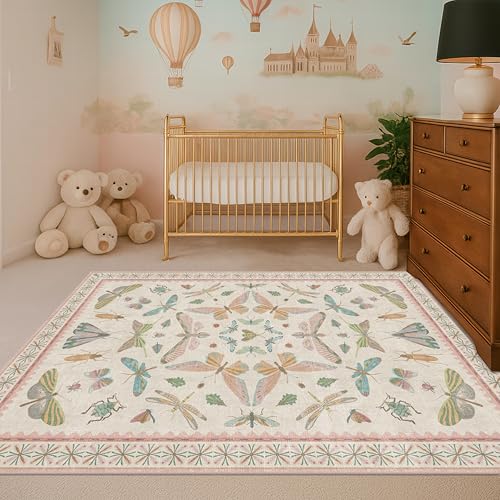 Flower Area Rug for Girls Bedroom (12 Sq Ft)