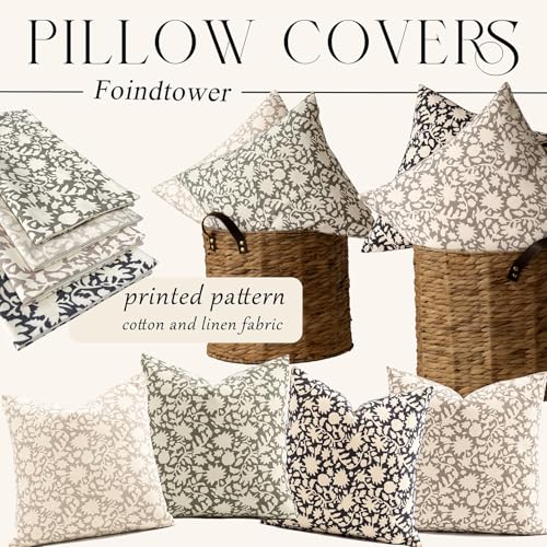 Set of 2 Decorative Neutral Floral Lumbar Throw Pillow Covers Accent Farmhouse Cushion Covers Boho Vintage Pillowcase for Couch Sofa Bedroom Living Room Home Decor (2 Count)