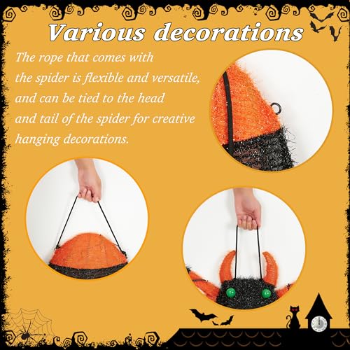 1 Piece】 4.6Ft Giant Spider Halloween Decorations Outdoor 55" Light Up Spider with 90 LED Lights for Front Yard (ZZ-006)