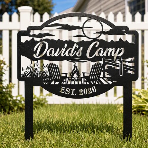 Custom Outdoor Large Campfire Last Name Sign Metal Stake