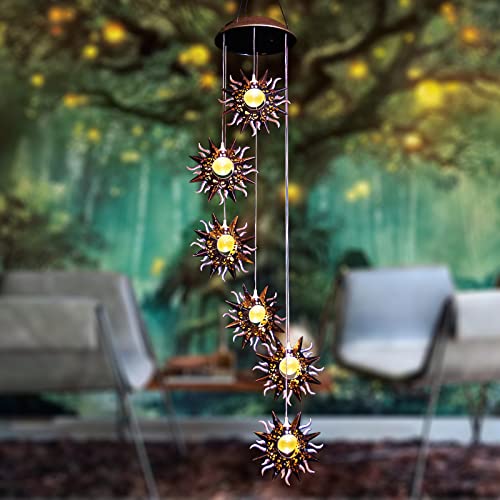 Sun Solar Wind Chimes for Outside Hanging Garden Lights Solar Christmas Decorations Outdoor for Women