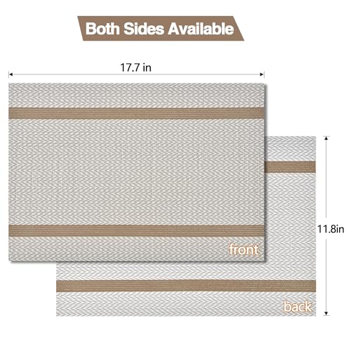 Beige White Placemats Set of 8 (8 Count)