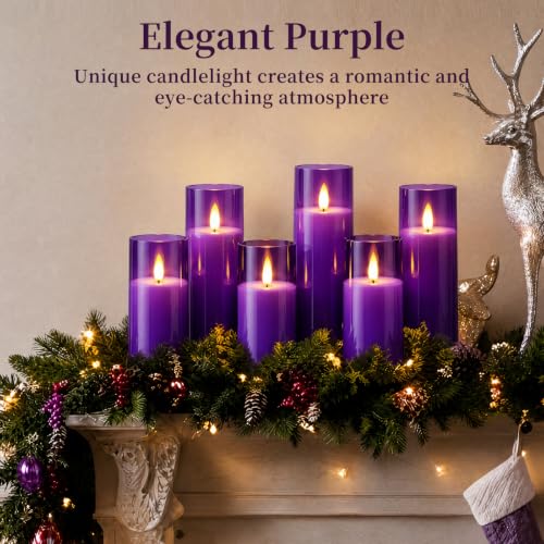 Purple Flameless LED Pillar Candles (9 Count)