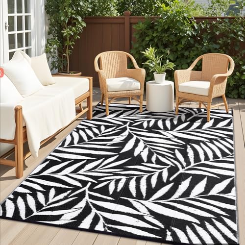 Outdoor Rug 9x12 ft Waterproof Reversible Leaf Mat (108 Sq Ft)
