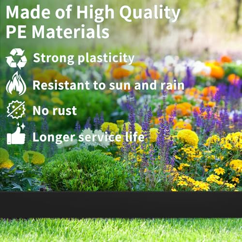 Landscape Edging 2.36in Garden Edging Borders No Dig 33ft (61 Count)