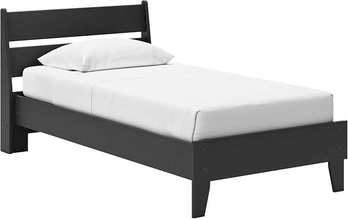 Signature Design by Ashley Socalle Casual Twin Panel Platform Bed, Foundation or Box Spring Not Needed, Black