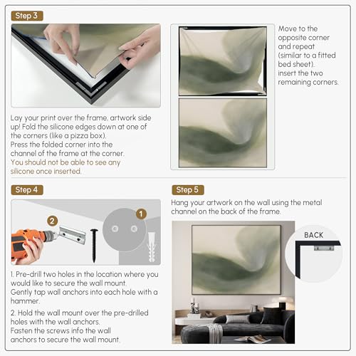 36"x46" Extra Large Framed Wall Art Abstract Green Swirl Soft Fluid Modern Illustration for Home Living Room Bedroom Decor