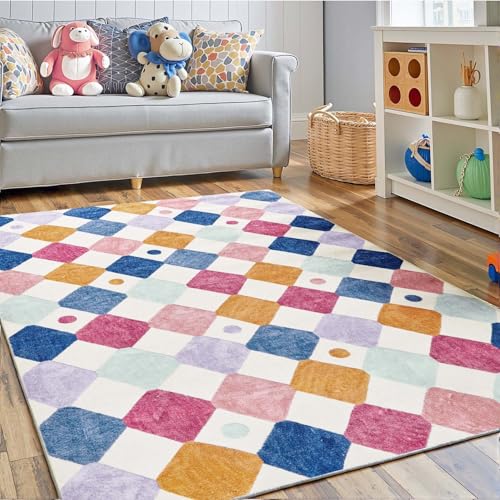 3x5 Washable Playroom Rug Kids Room Nursery Classroom Rug Berries (15 Sq Ft)