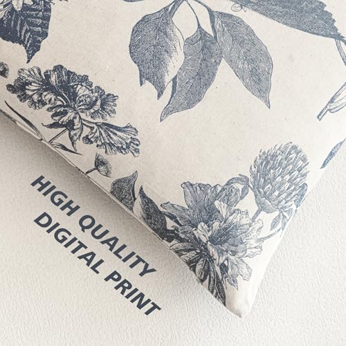 Set of 2 Linen Floral Vintage Throw Pillow Covers Neutral Accent Print Decorative Cushion Covers Farmhouse Boho Home Decor for Sofa Chair Couch Bedroom Living Room (2 Count)