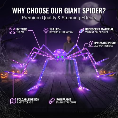7FT Halloween Outdoor Decorations Giant Spider