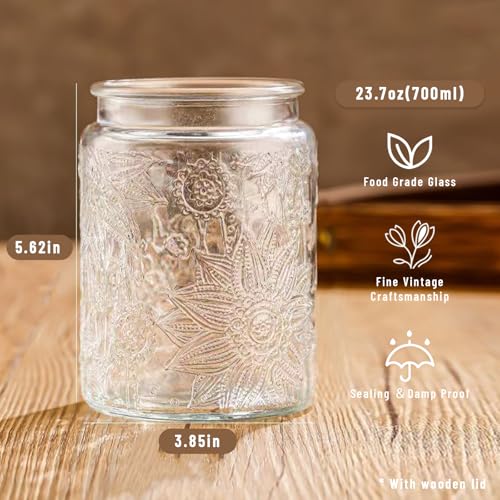 Vintage Glass Jars with Wooden Lids