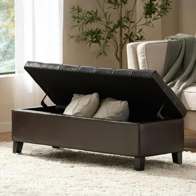 Ottilie Leather Storage Ottoman