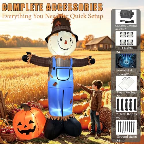 8 FT Fall Inflatables Scarecrow Decorations (Blue)