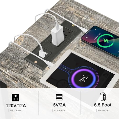 End Tables Narrow Nightstands with Charging Station & USB Ports &Drawers