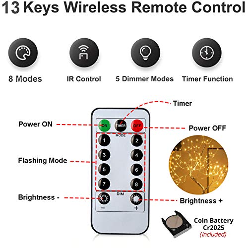 2 Pack 108 LED Sparkly Fairy Spirit Tree Lamp Remote Control Timer (2 Count)