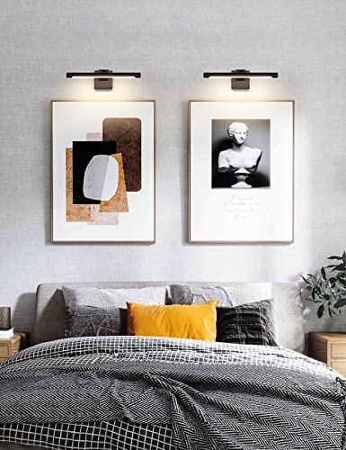 LED Picture Light Fixtures 16.53" Inches Long Modern Black Wall Lamps with Rotatable Lighting Tube Picture Frame Lights for Paintings 7W