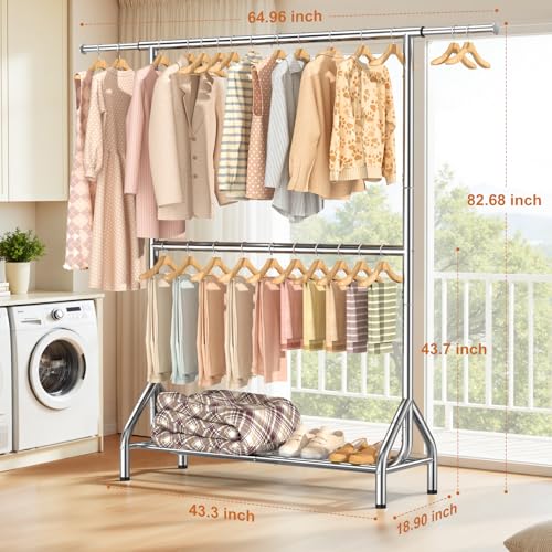 Double Rod Clothing Rack Load 622 LBS