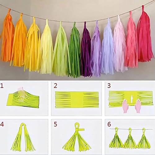 Shiny Tassel Garland Tissue Colorful Paper Tassel Banner (20 Count)