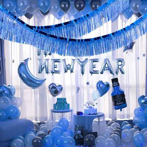 Blue Foil Fringe Garland 10FT 2packs for Parade Float Decorations (20 Foot)