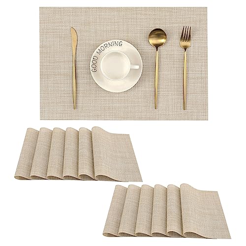 Woven Vinyl Beige Placemats Set of 12 (12 Count)