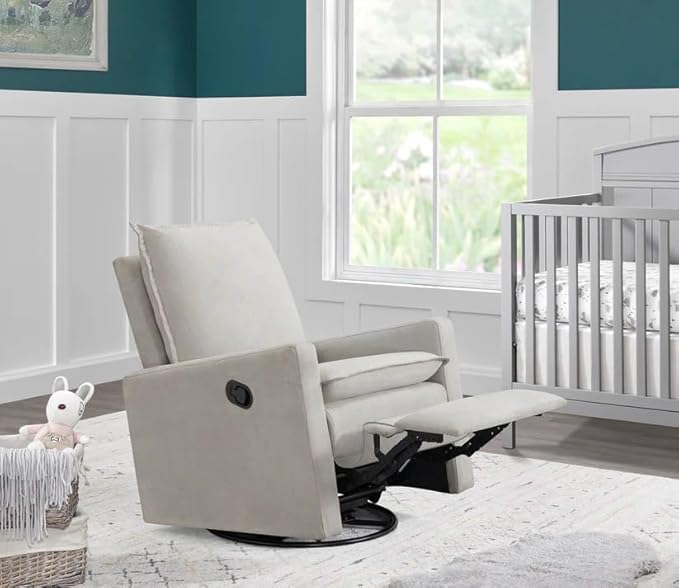 Oxford Baby Uptown Upholstered Swivel Glider & Recliner Nursery Chair, Sand