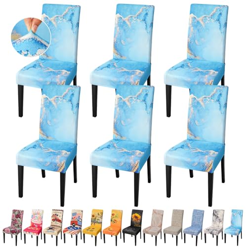 Ink Art Painting Chair Covers for Dining Room Set of 6