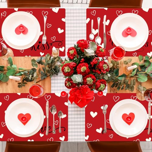 Valentine Plastic Placemats Set of 6 Summer Table mats 17×13×0.04in (6 Count)