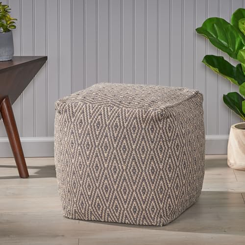 Boho Handmade Fabric Cube Pouf Ottoman Foot Stool