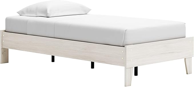 Signature Design by Ashley Socalle Casual Farmhouse Platform Bed Frame, Twin, Natural Beige