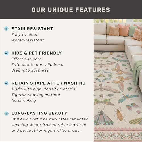 Neutral Girl Nursery Rug 4x6 (24 Sq Ft)