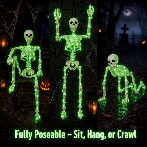 2Pack36 Halloween Lighted Skeleton Deco (Green Light)