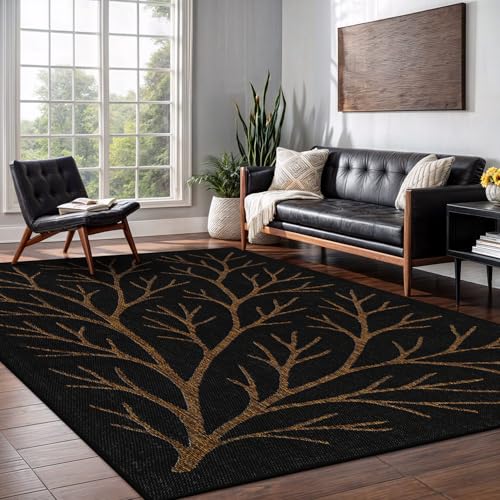 Washable Indoor Outdoor Rug 10x14 Modern Area Rugs Branch Pattern Non Shedding Waterproof Easy Clean Patio Deck Porch Living Room Bedroom Garden RV (140 Sq Ft)
