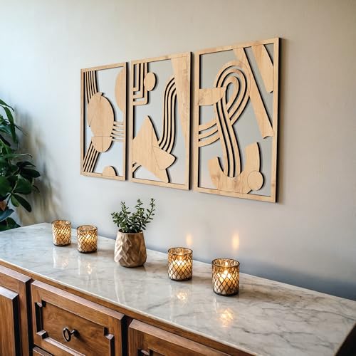 Modern Wooden Wall Sculptures (3 Count)