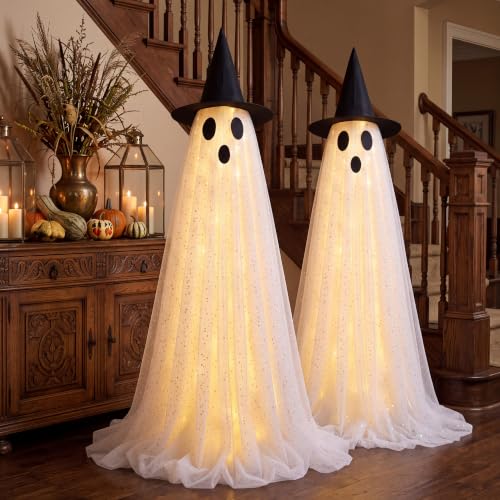 2 Packs 47'' Halloween Decorations Outdoor Standing Ghost
