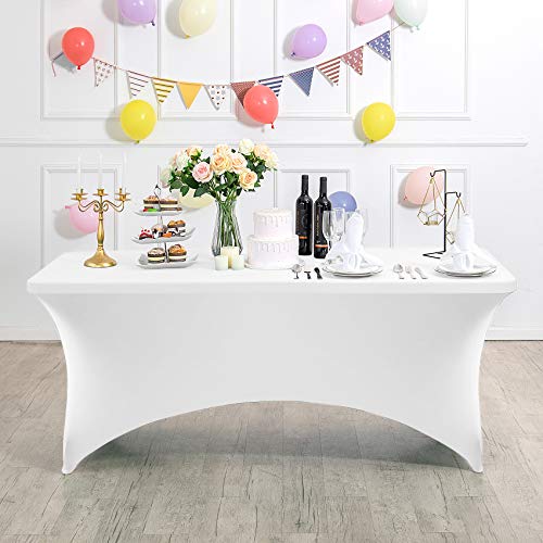 2Pack Spandex Table Cover for 8FT or 4ft or 6ft Table Universal Fitted Stretch Tablecloth for Party