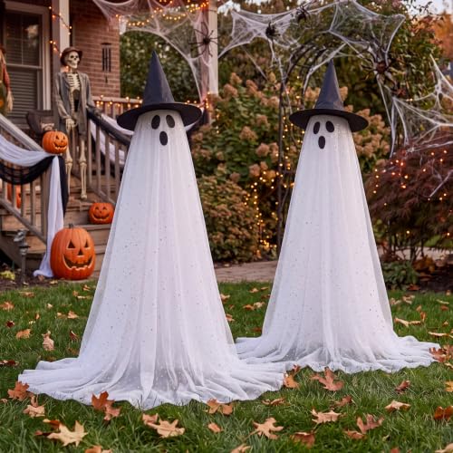 2 Packs 47'' Halloween Decorations Outdoor Standing Ghost