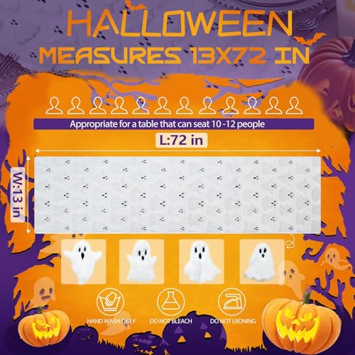 Halloween Table Runner 13x72 Inch Ghost Soft Plush Faux Fur Halloween Table Runner Hallowee Home Decor