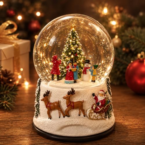 Lighted Christmas Snow Globe with Music & Timer