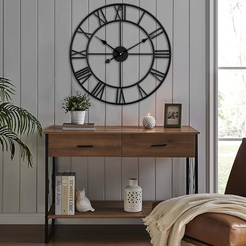 Silent 24 Inch Wall Clock for Living Room Decor
