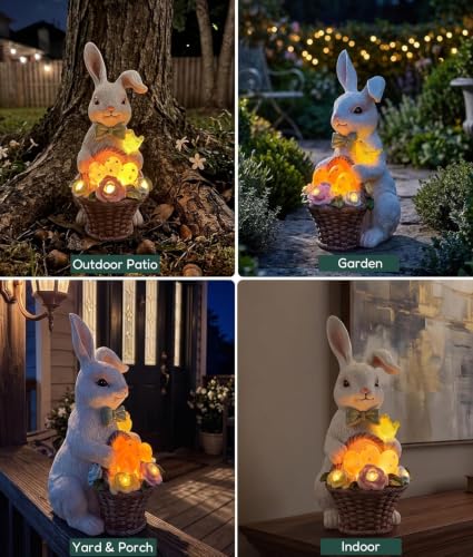 Solar Rabbit Garden Statue