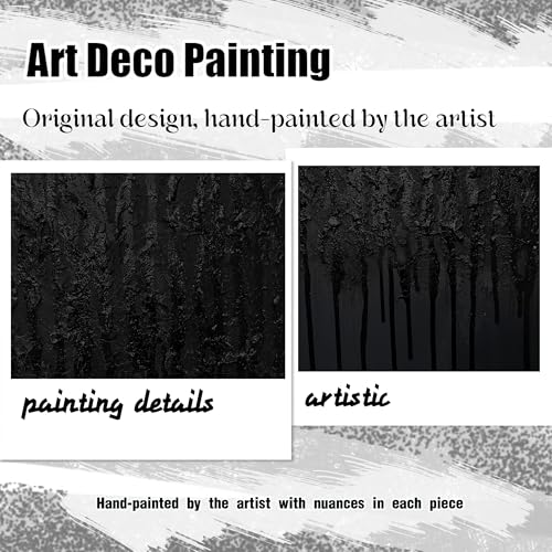 3D Painting Wall Art for Living Room Black Abstract Wall Decor for Dining Room Extra Large Wall Art for Office Size 40 x 80 Inch
