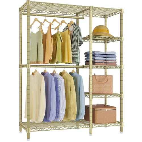 V7 Garment Rack with Shelves Portable Closet for Hanging Clothes