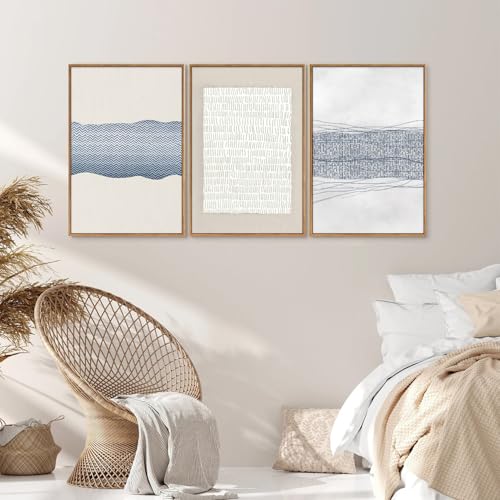 Large Abstract Framed Canvas Wall Art Set of 3 (3 Count)