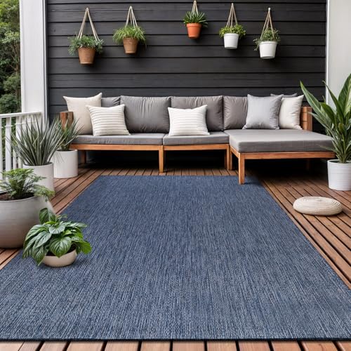 Washable Indoor Outdoor Rug 10x14 Weather Resistant Area Rugs Modern Solid for Porch Deck Balcony Backyard Patio Outside Carpet (144 Sq Ft)