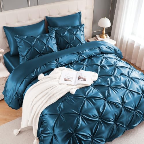 Satin Twin Comforter Set Teal