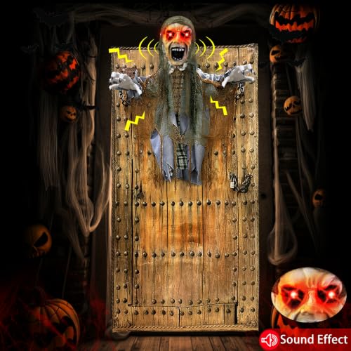76'' Halloween Outdoor Decorations Animatronic Zombie Ghost with Red Eye