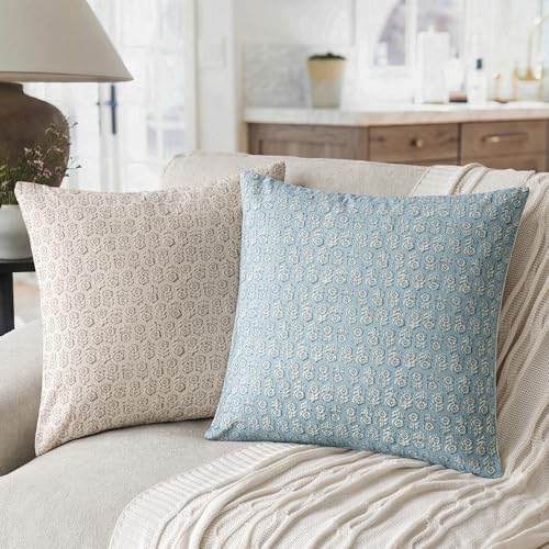 Decorative Floral Print Throw Pillow Covers 20×20 Inch (2 Count)