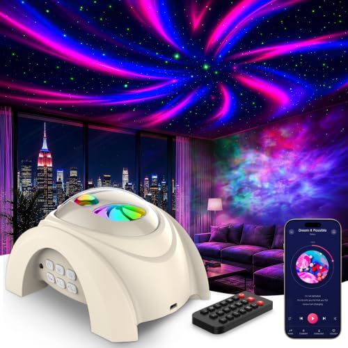 Dual Lens Galaxy Star Aurora Projector Night Light for Bedroom